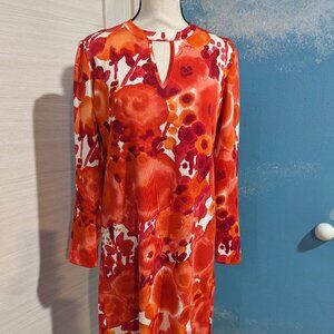 Vintage European Trevira Elegant red floral dress.